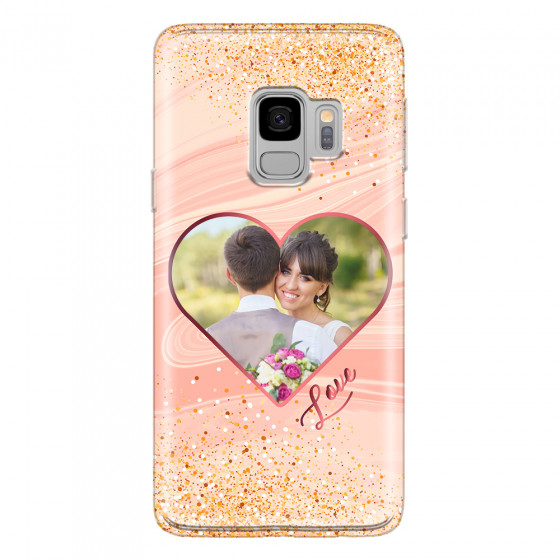 SAMSUNG - Galaxy S9 - Soft Clear Case - Glitter Love Heart Photo