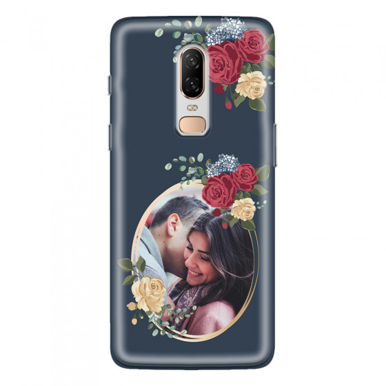 ONEPLUS - OnePlus 6 - Soft Clear Case - Blue Floral Mirror Photo