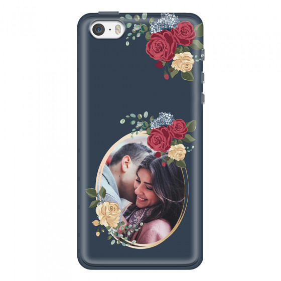 APPLE - iPhone 5S - Soft Clear Case - Blue Floral Mirror Photo