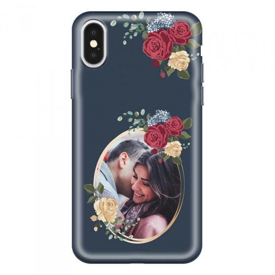 APPLE - iPhone X - Soft Clear Case - Blue Floral Mirror Photo