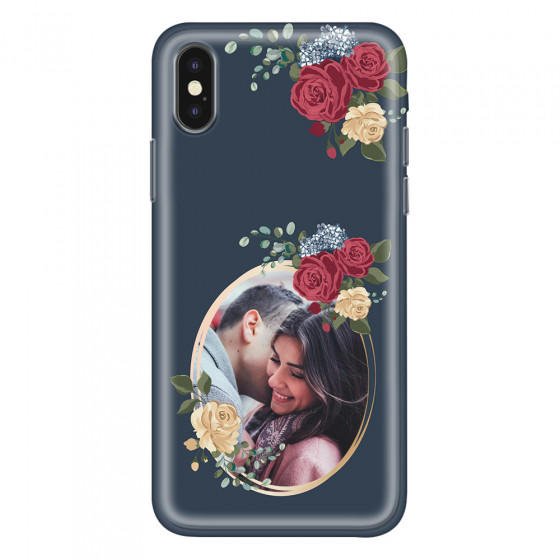 APPLE - iPhone XS Max - Soft Clear Case - Blue Floral Mirror Photo