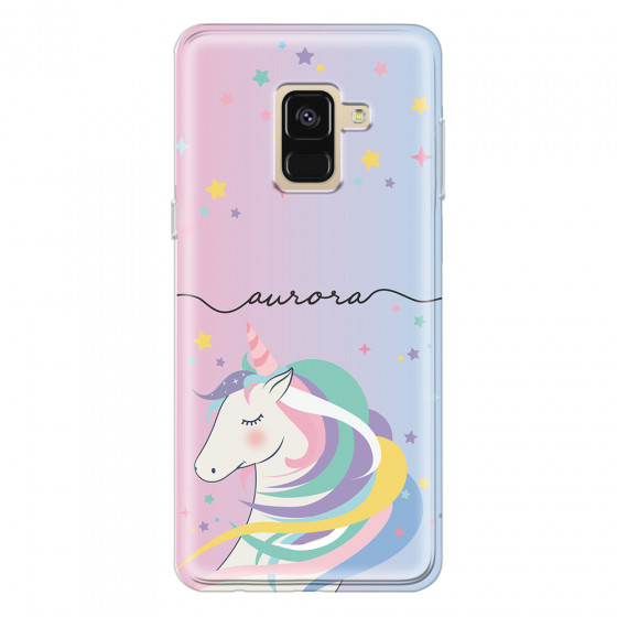 SAMSUNG - Galaxy A8 - Soft Clear Case - Pink Unicorn Handwritten