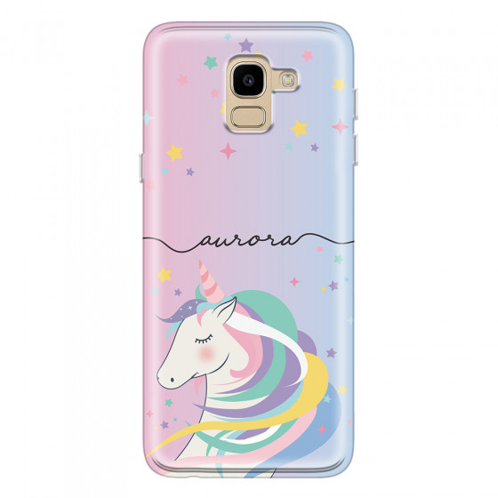 SAMSUNG - Galaxy J6 - Soft Clear Case - Pink Unicorn Handwritten