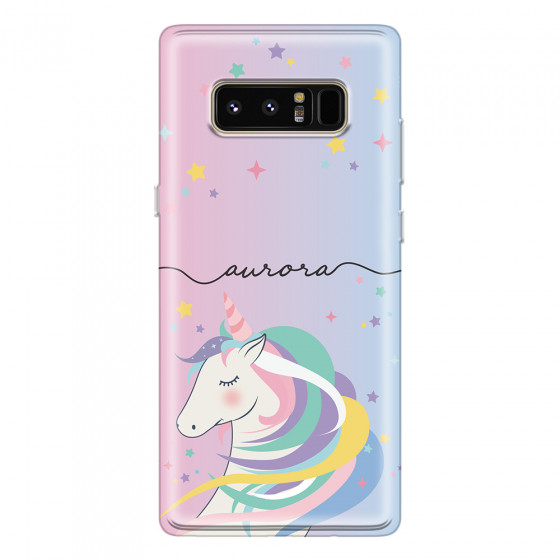 SAMSUNG - Galaxy Note 8 - Soft Clear Case - Pink Unicorn Handwritten