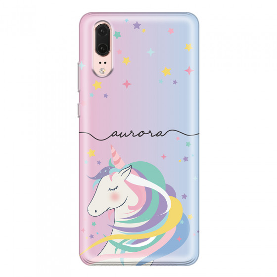 HUAWEI - P20 - Soft Clear Case - Pink Unicorn Handwritten