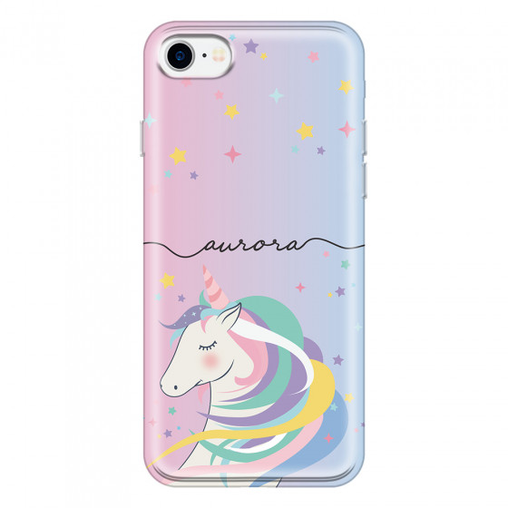 APPLE - iPhone 7 - Soft Clear Case - Pink Unicorn Handwritten