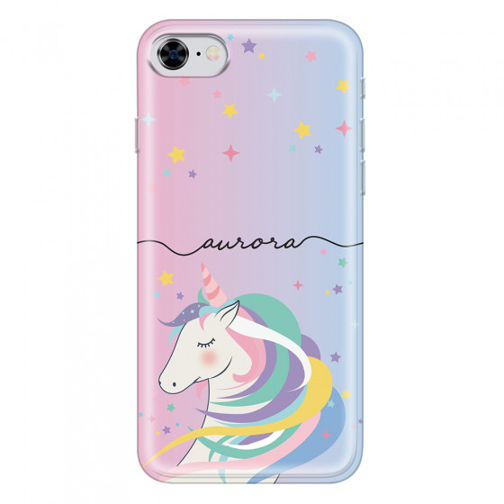 APPLE - iPhone 8 - Soft Clear Case - Pink Unicorn Handwritten
