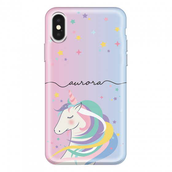 APPLE - iPhone X - Soft Clear Case - Pink Unicorn Handwritten