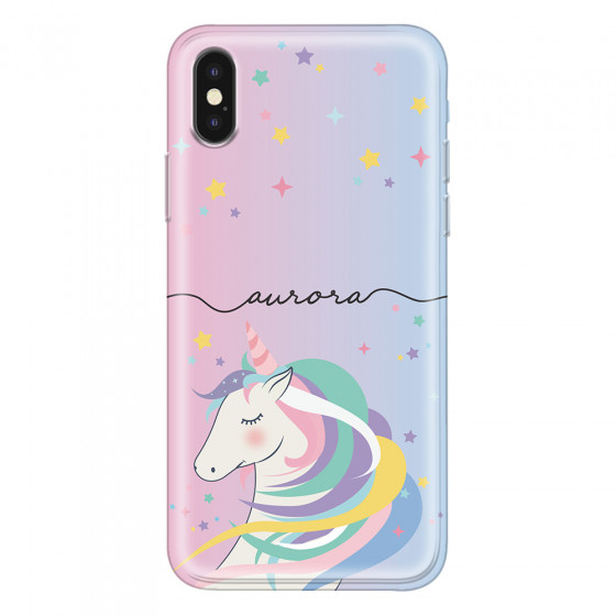 APPLE - iPhone XS Max - Soft Clear Case - Pink Unicorn Handwritten