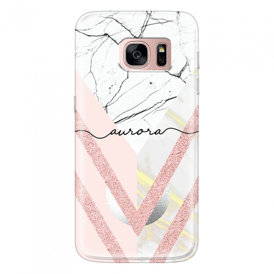 SAMSUNG - Galaxy S7 - Soft Clear Case - Glitter Marble Handwritten