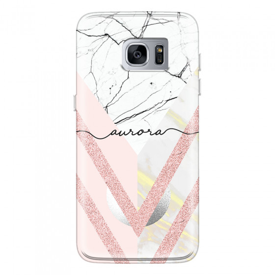 SAMSUNG - Galaxy S7 Edge - Soft Clear Case - Glitter Marble Handwritten