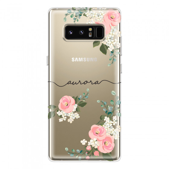 SAMSUNG - Galaxy Note 8 - Soft Clear Case - Pink Floral Handwritten