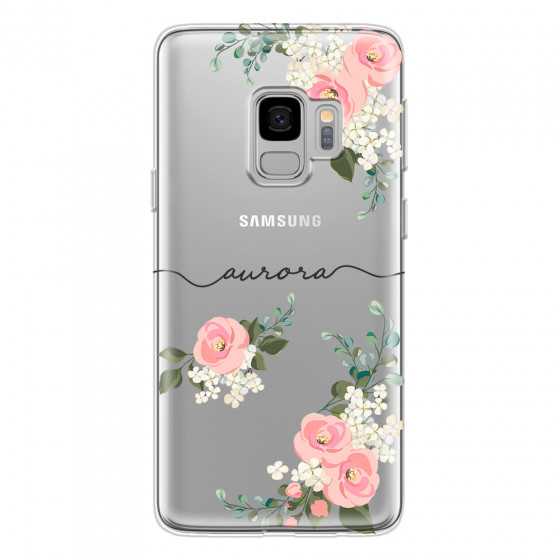 SAMSUNG - Galaxy S9 - Soft Clear Case - Pink Floral Handwritten