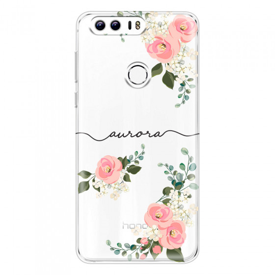 HONOR - Honor 8 - Soft Clear Case - Pink Floral Handwritten