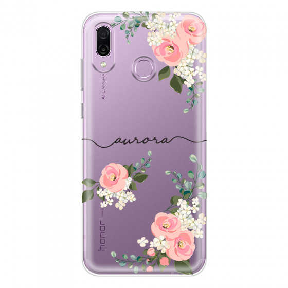 HONOR - Honor Play - Soft Clear Case - Pink Floral Handwritten