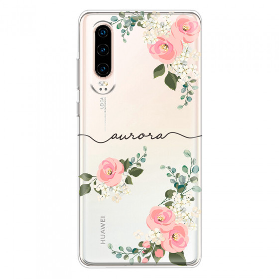HUAWEI - P30 - Soft Clear Case - Pink Floral Handwritten