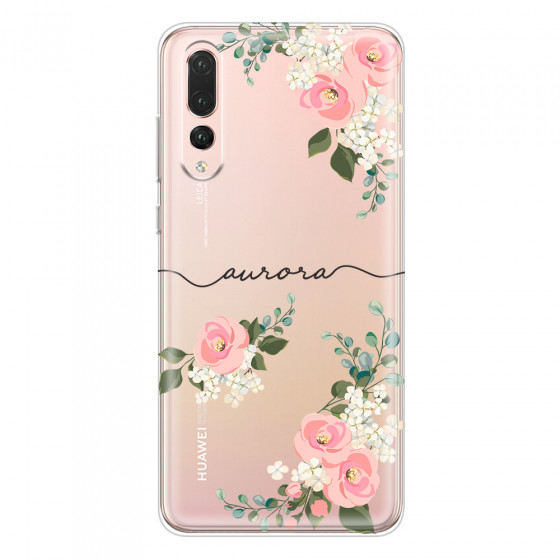 HUAWEI - P20 Pro - Soft Clear Case - Pink Floral Handwritten