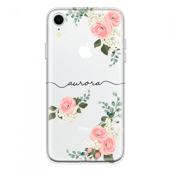 APPLE - iPhone XR - Soft Clear Case - Pink Floral Handwritten