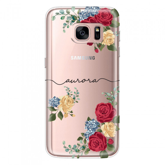SAMSUNG - Galaxy S7 - Soft Clear Case - Red Floral Handwritten