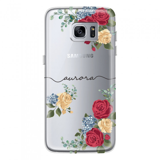 SAMSUNG - Galaxy S7 Edge - Soft Clear Case - Red Floral Handwritten