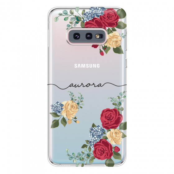 SAMSUNG - Galaxy S10e - Soft Clear Case - Red Floral Handwritten