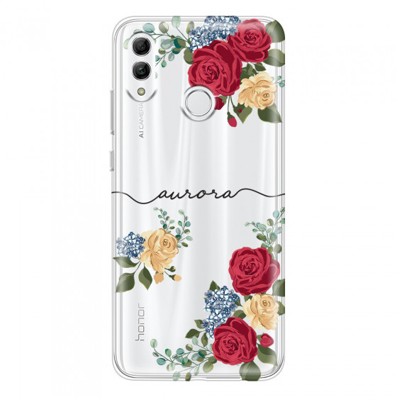 HONOR - Honor 10 Lite - Soft Clear Case - Red Floral Handwritten