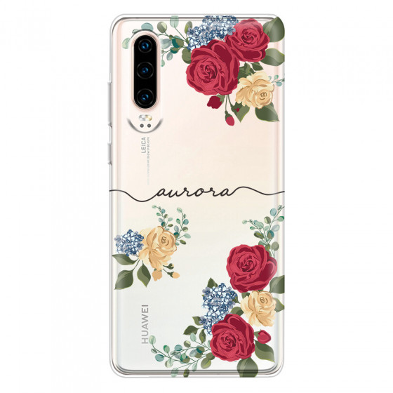 HUAWEI - P30 - Soft Clear Case - Red Floral Handwritten
