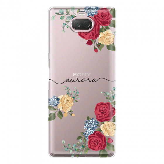 SONY - Sony 10 Plus - Soft Clear Case - Red Floral Handwritten
