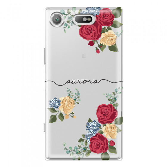 SONY - Sony XZ1 Compact - Soft Clear Case - Red Floral Handwritten