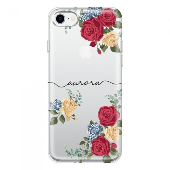 APPLE - iPhone 7 - Soft Clear Case - Red Floral Handwritten
