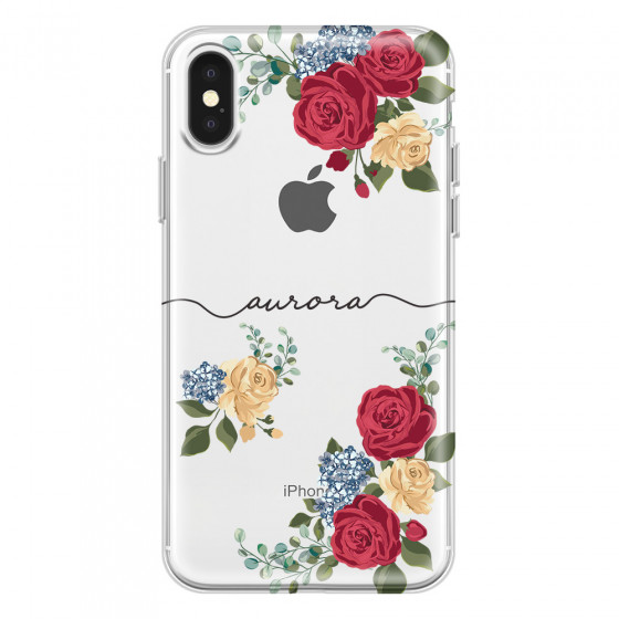 APPLE - iPhone X - Soft Clear Case - Red Floral Handwritten