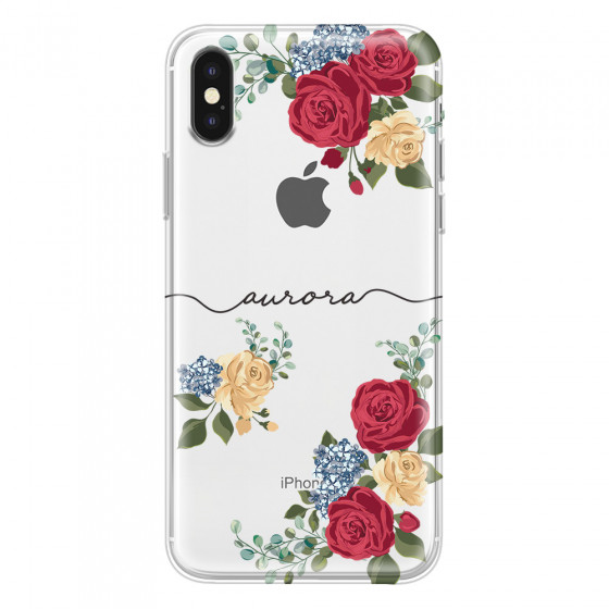 APPLE - iPhone XS Max - Soft Clear Case - Red Floral Handwritten