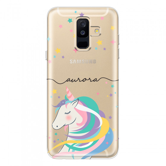 SAMSUNG - Galaxy A6 Plus - Soft Clear Case - Clear Unicorn Handwritten