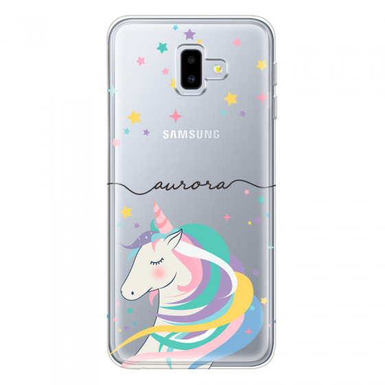 SAMSUNG - Galaxy J6 Plus - Soft Clear Case - Clear Unicorn Handwritten