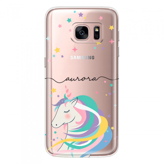SAMSUNG - Galaxy S7 - Soft Clear Case - Clear Unicorn Handwritten