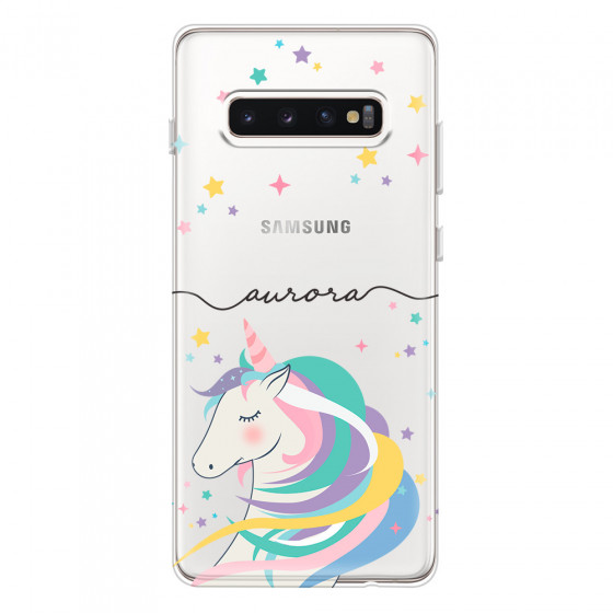 SAMSUNG - Galaxy S10 Plus - Soft Clear Case - Clear Unicorn Handwritten