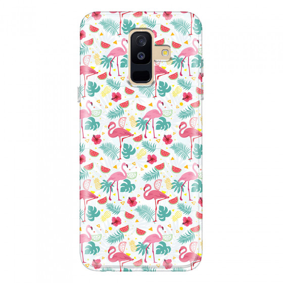 SAMSUNG - Galaxy A6 Plus - Soft Clear Case - Tropical Flamingo II