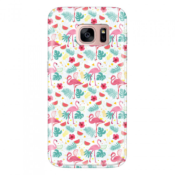 SAMSUNG - Galaxy S7 - Soft Clear Case - Tropical Flamingo II