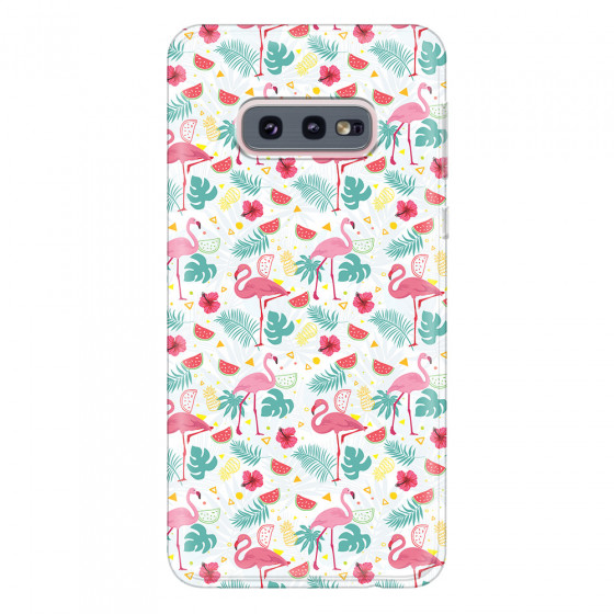 SAMSUNG - Galaxy S10e - Soft Clear Case - Tropical Flamingo II