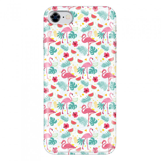 APPLE - iPhone 8 - Soft Clear Case - Tropical Flamingo II