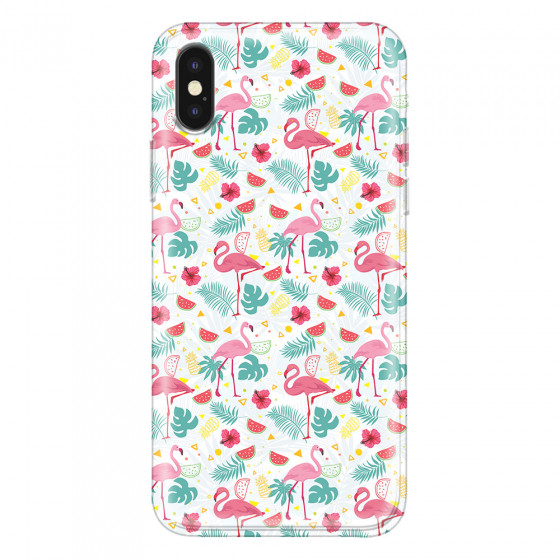 APPLE - iPhone XS Max - Soft Clear Case - Tropical Flamingo II