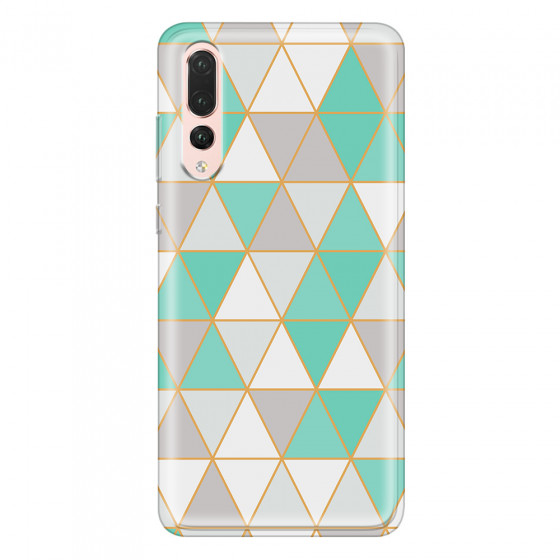 HUAWEI - P20 Pro - Soft Clear Case - Green Triangle Pattern