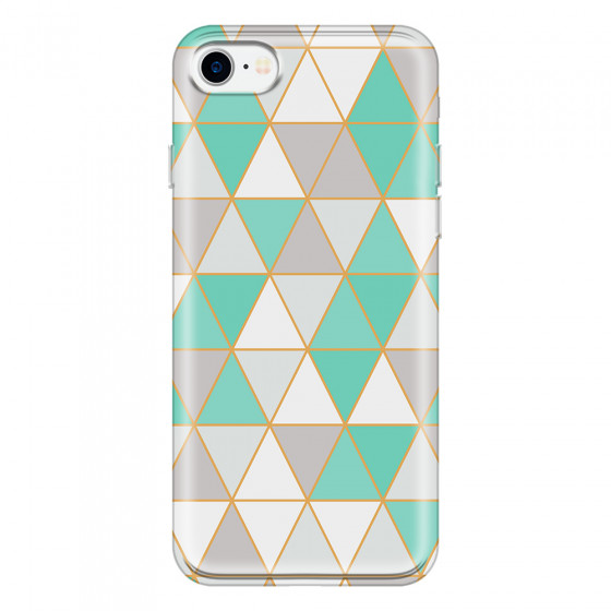 APPLE - iPhone 7 - Soft Clear Case - Green Triangle Pattern