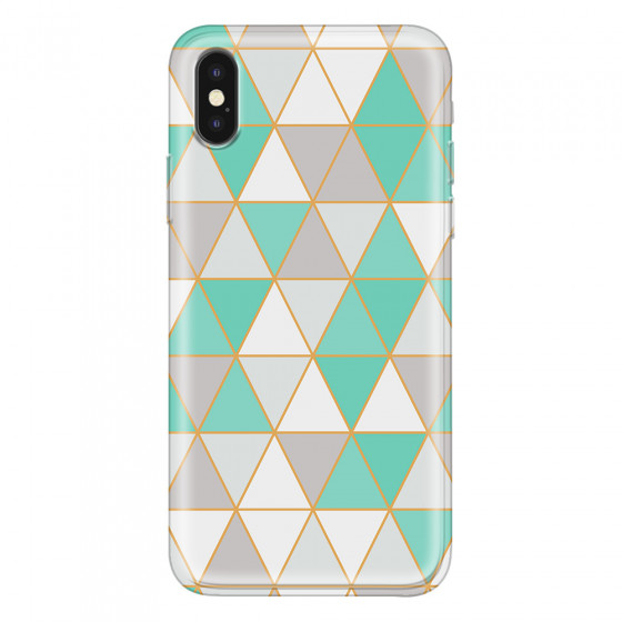 APPLE - iPhone XS Max - Soft Clear Case - Green Triangle Pattern