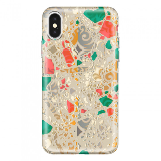 APPLE - iPhone X - Soft Clear Case - Terrazzo Design Gold