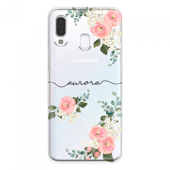 SAMSUNG - Galaxy A40 - Soft Clear Case - Pink Floral Handwritten