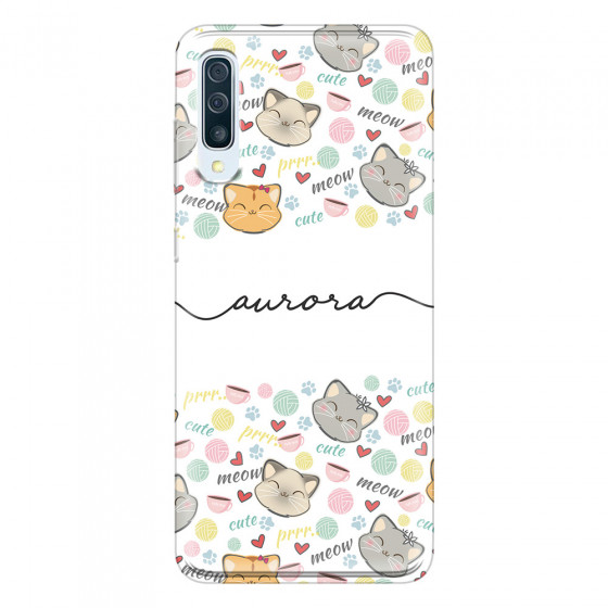 SAMSUNG - Galaxy A70 - Soft Clear Case - Cute Kitten Pattern