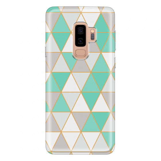 SAMSUNG - Galaxy S9 Plus - Soft Clear Case - Green Triangle Pattern