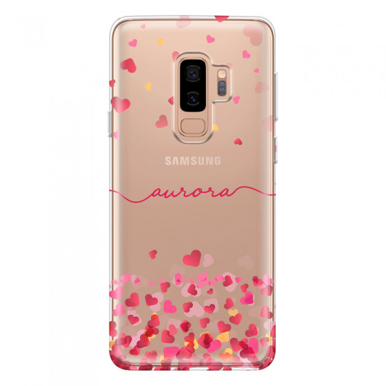 SAMSUNG - Galaxy S9 Plus - Soft Clear Case - Scattered Hearts