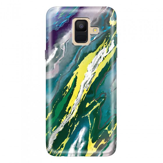 SAMSUNG - Galaxy A6 - Soft Clear Case - Marble Rainforest Green